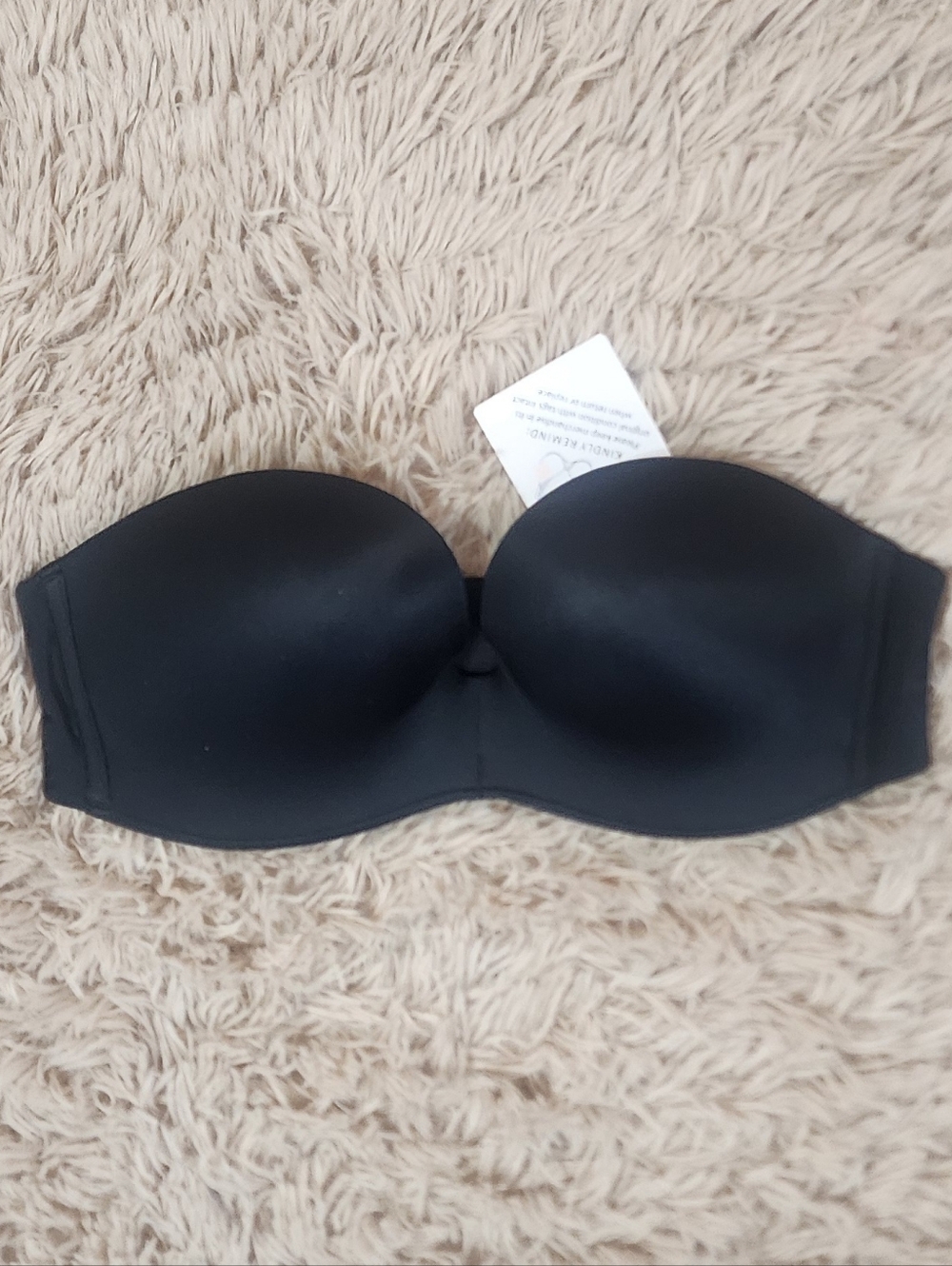 Strapless Black Molded Cup Invisible Wirefree Anti-Slip Strapless Push Up Bra
